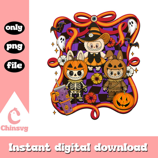Labubu happy halloween png, labubu clipart png, halloween day png