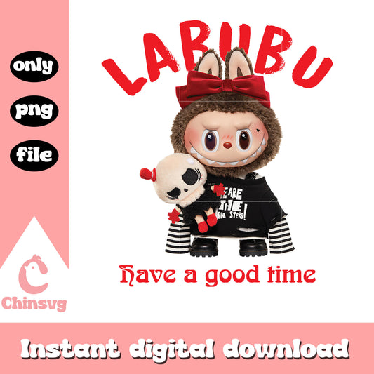 Labubu have a good time drawing design png, labubu dolls png