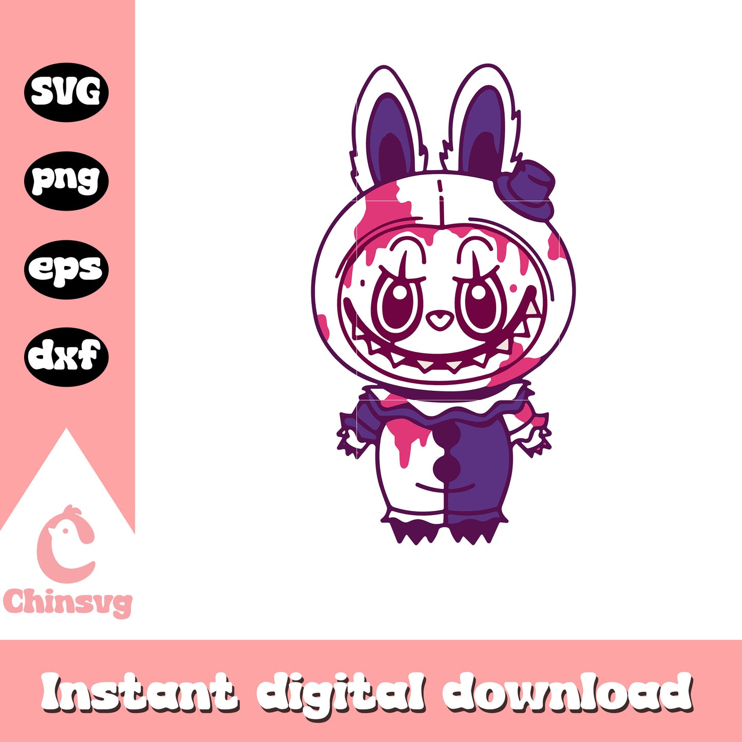 Labubu horror clown clothes design svg, halloween clown svg