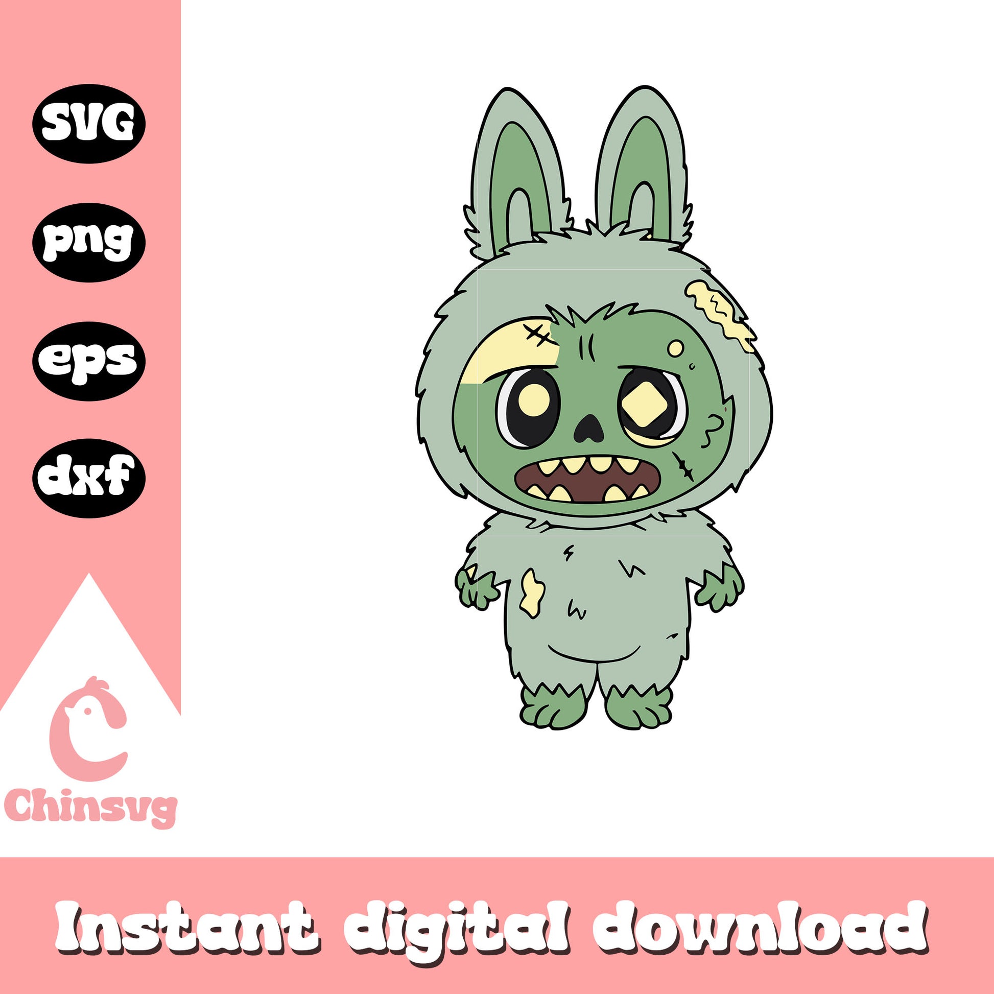 Labubu horror zombie design svg, zombie halloween svg