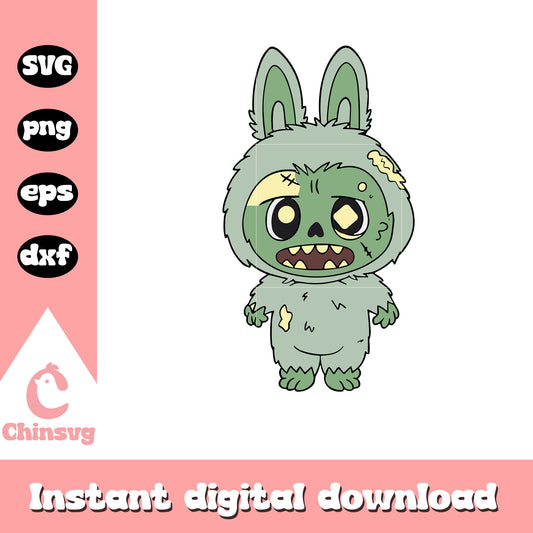 Labubu horror zombie design svg, zombie halloween svg