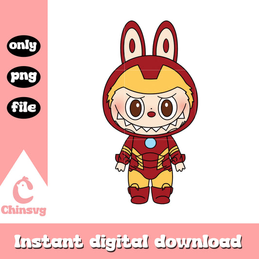 Labubu iron man doll clothes design png, iron man png, avenger png