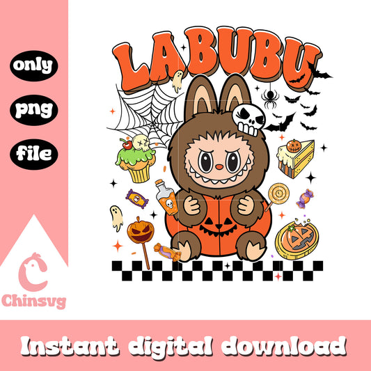 Labubu jack-o'-lantern clipart png, halloween pumpkin png
