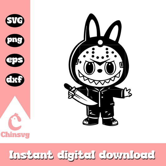 Labubu jason voorhees black svg, halloween jason voorhees​ svg