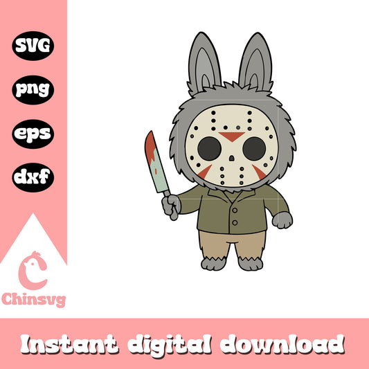Labubu jason voorhees clothes clipart svg, jason voorhees art svg