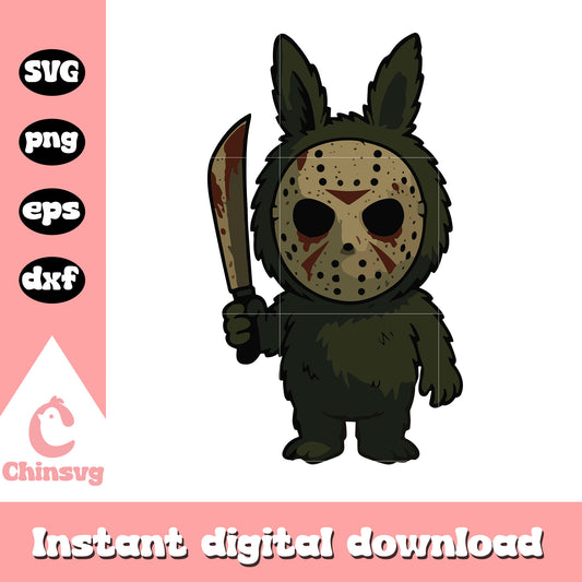Labubu jason voorhees doll drawing svg, jason voorhees svg