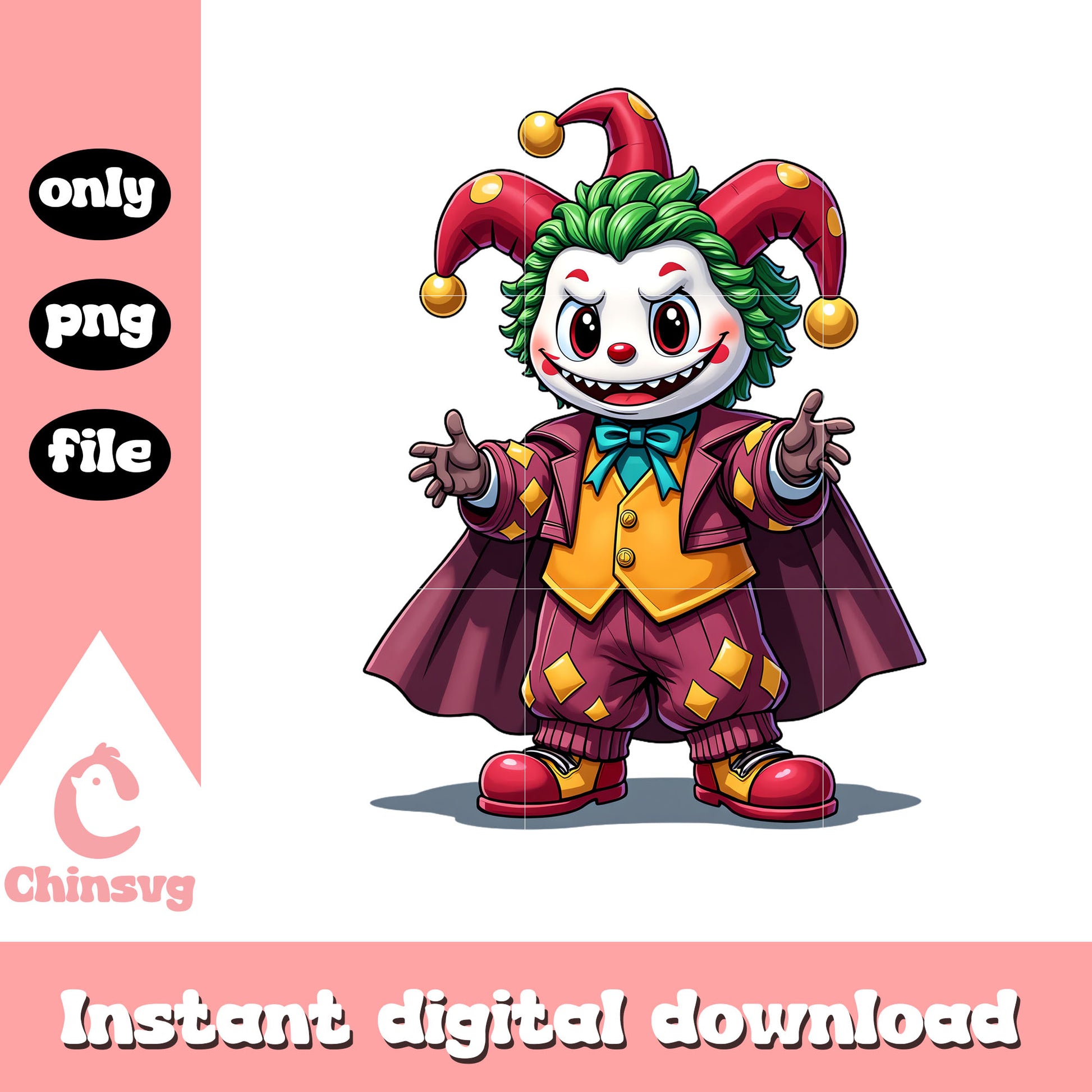 Labubu joker monster doll png, joker character png, joker png