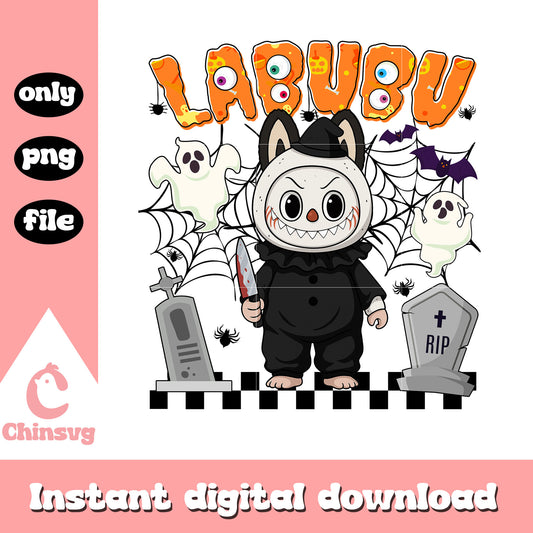 Labubu killer clown ver halloween design png, the killer png