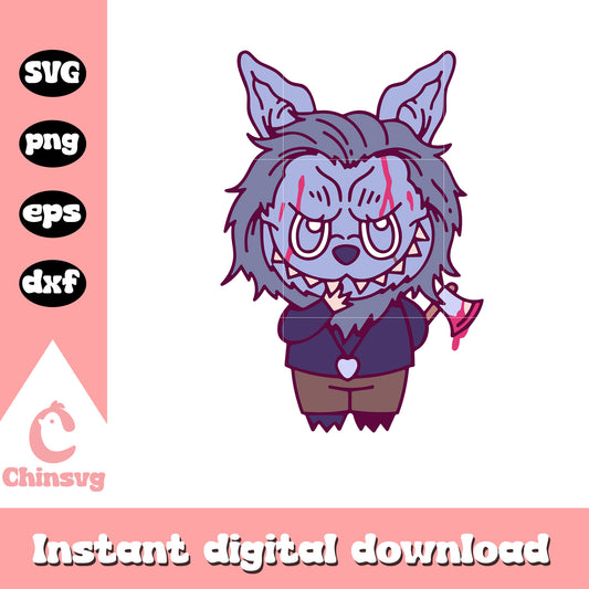 Labubu killer wolf clothes design svg, labubu monster svg