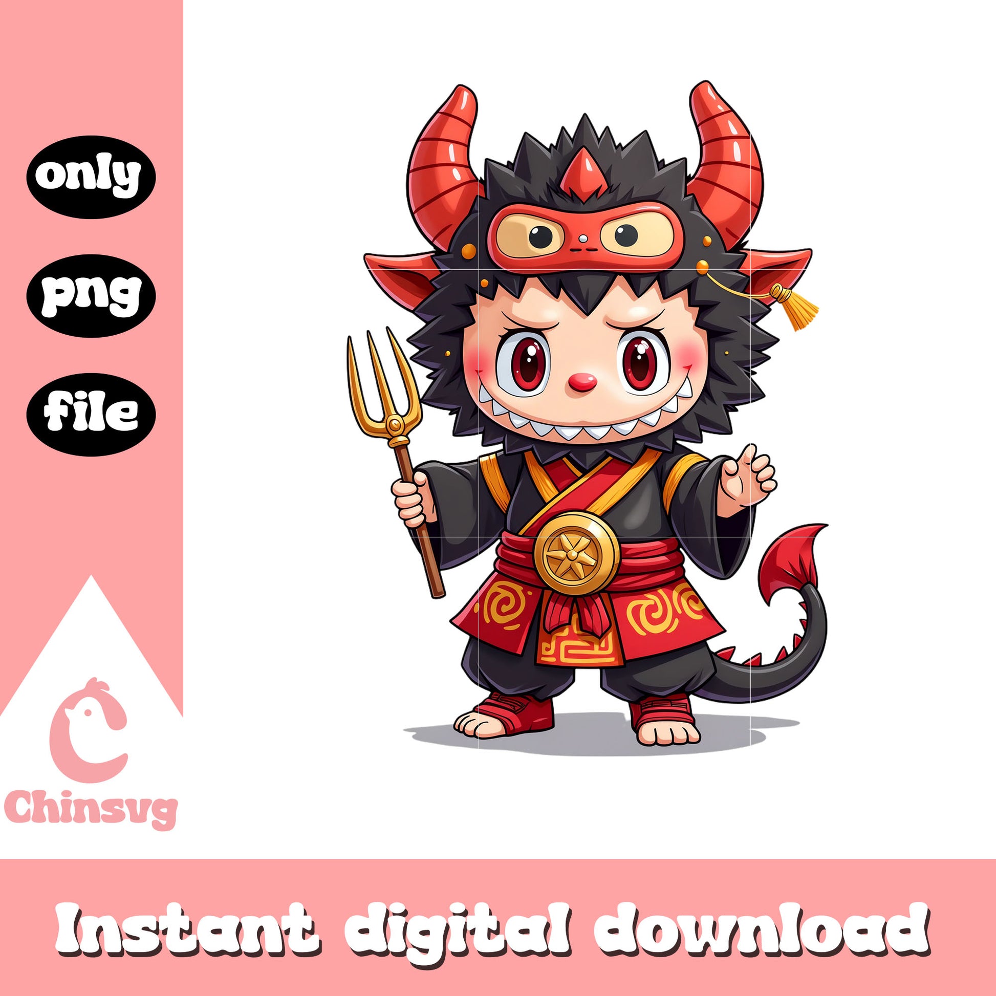 Labubu king demon doll art png, halloween decoration png