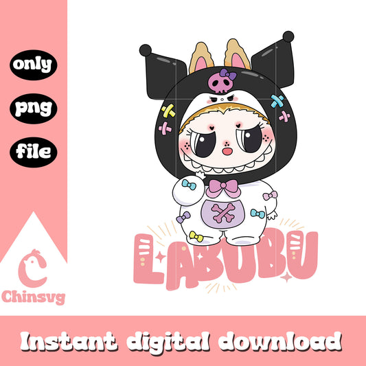 Labubu kuromi clothing design png, kuromi character png