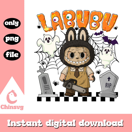 Labubu leatherface ver halloween design png, leatherface png