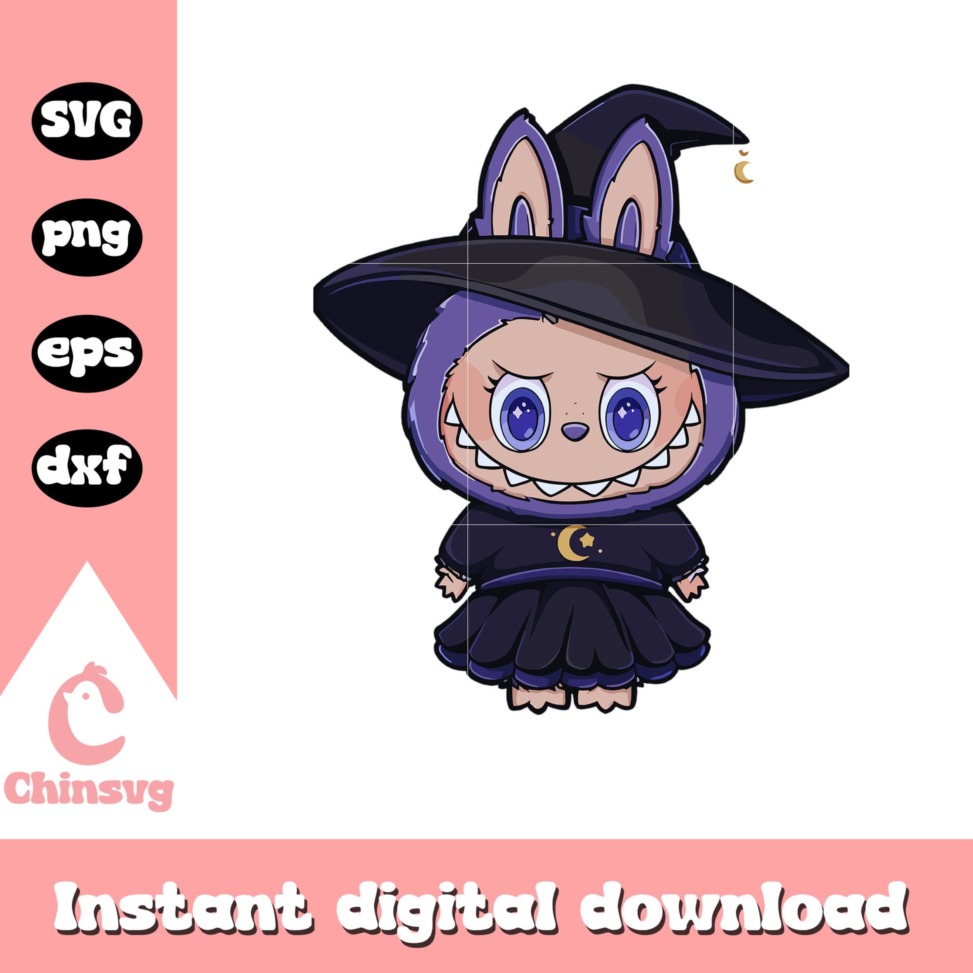 Labubu little witch clothes clipart svg, halloween decor svg