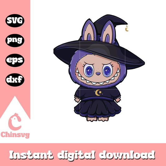 Labubu little witch clothes clipart svg, halloween decor svg