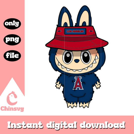Labubu los angeles angels design png, labubu the monster png