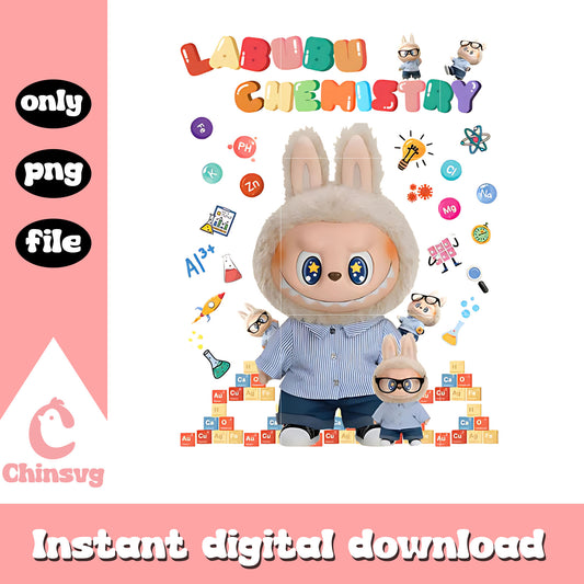 Labubu lover cute chemistry design png, cute labubu png