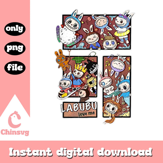 Labubu lover cute love me design png, labubu pop mart png