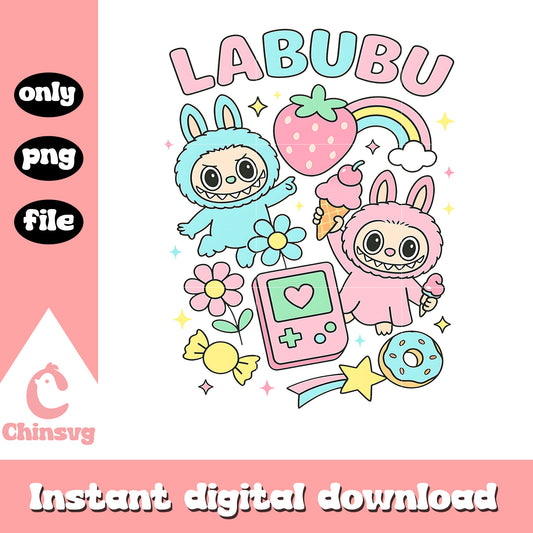Labubu lover cute pastel colors design png, labubu clipart png
