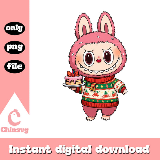 Labubu lychee berry and christmas cake png, labubu toys png