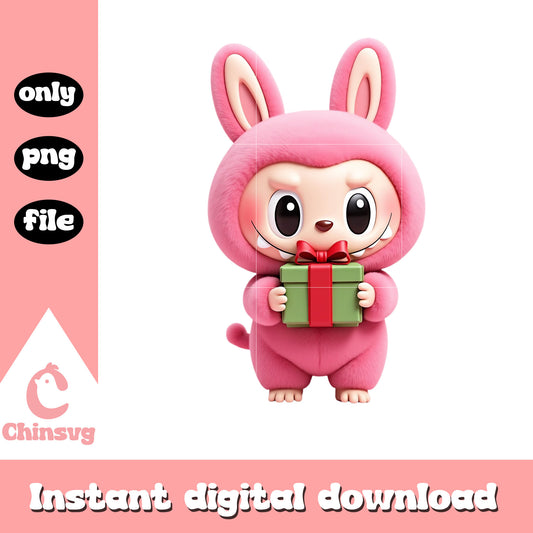 Labubu lychee berry christmas presents png, custome labubu png