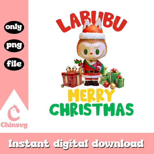 Labubu merry christmas png, christmas decorations png