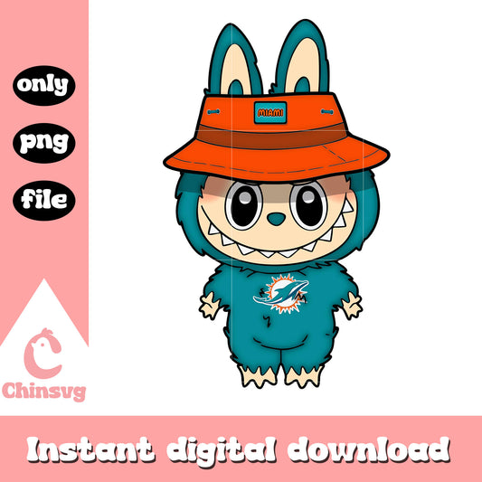 Labubu miami dolphins clothes design png, miami dolphins png