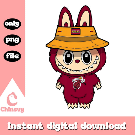 Labubu miami heat clothes design png, miami heat png, labubu png