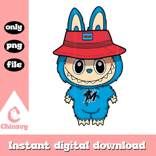 Labubu miami marlins design png, labubu sports png, labubu png