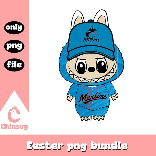 Labubu miami marlins doll clothes design png, miami marlins png