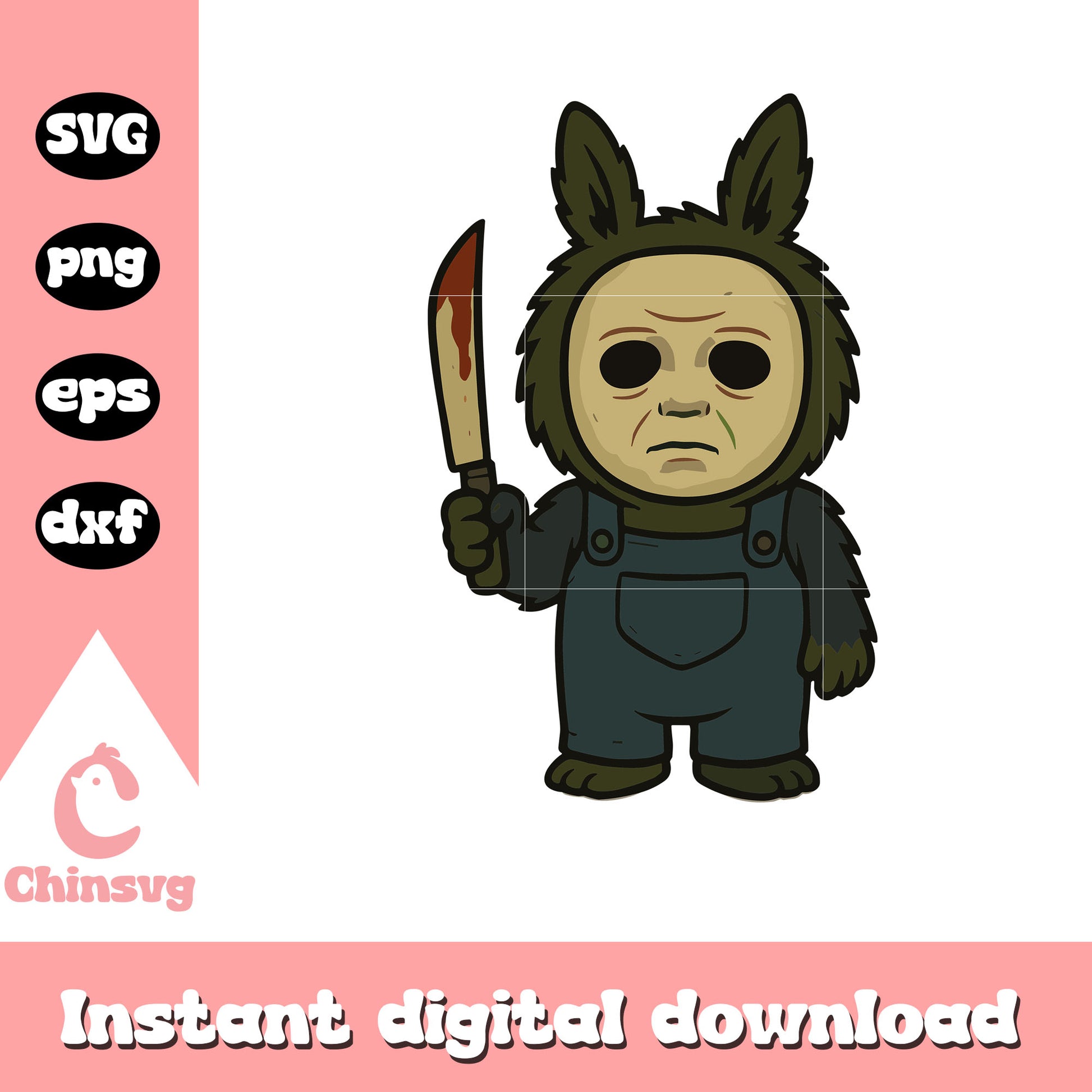 Labubu michael myers clothes design svg, michael myers svg