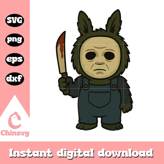 Labubu michael myers doll drawing svg, michael myers svg