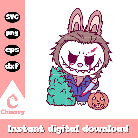 Labubu michael myers horror drawing svg, michael myers movie svg