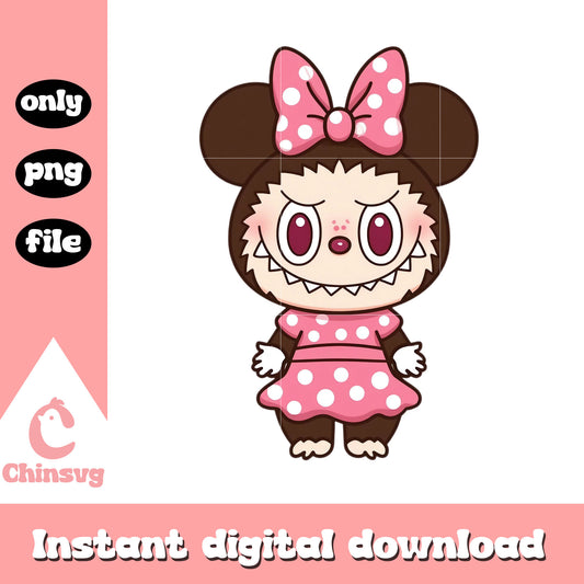 Labubu minnie mouse clothes cosplay png, disney movie png, minnie png