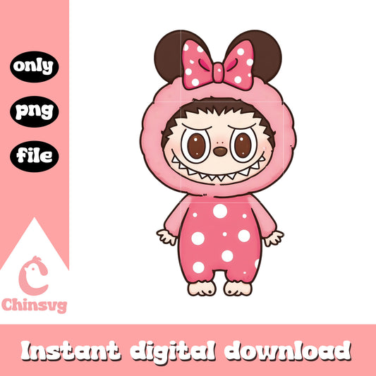 Labubu minnie mouse clothes design png, disney minnie mouse png