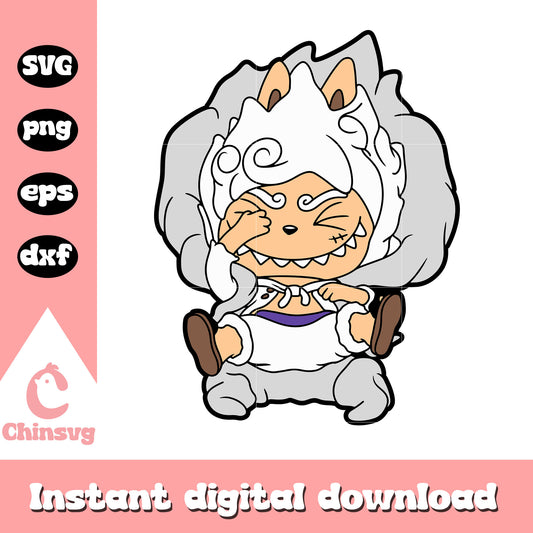 Labubu monkey d.luffy halloween drawing svg, luffy gear 5 svg