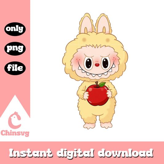 Labubu monster apple doll design png, labubu cartoon png