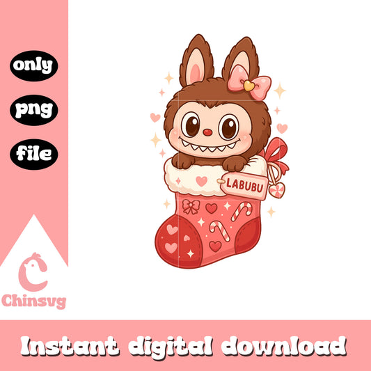 Labubu monster christmas stocking png, labubu mystery box png