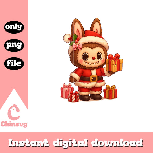 Labubu monster santa claus design png, labubu series png