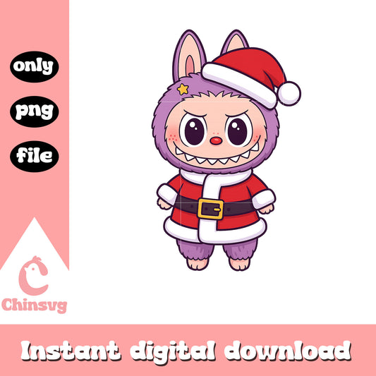Labubu monster santa claus png, labubu clothing png