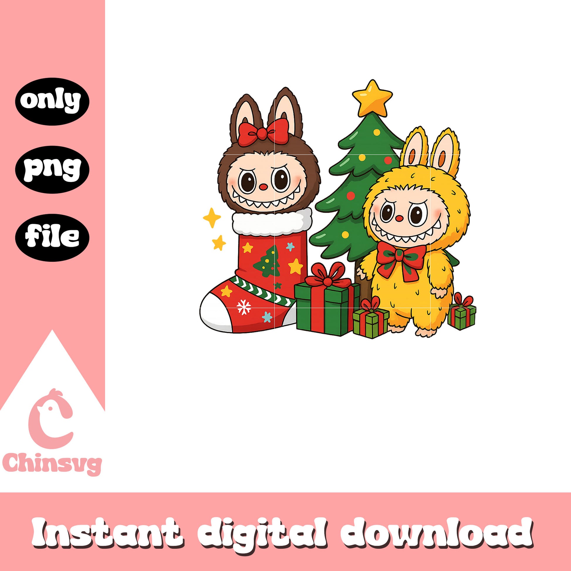 Labubu monsters christmas tree png, labubu costume png