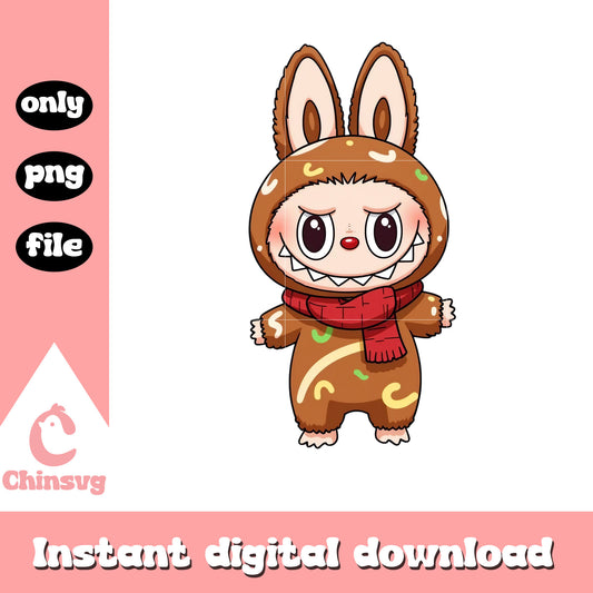 Labubu monster wear donut oufit png, have a seat labubu png