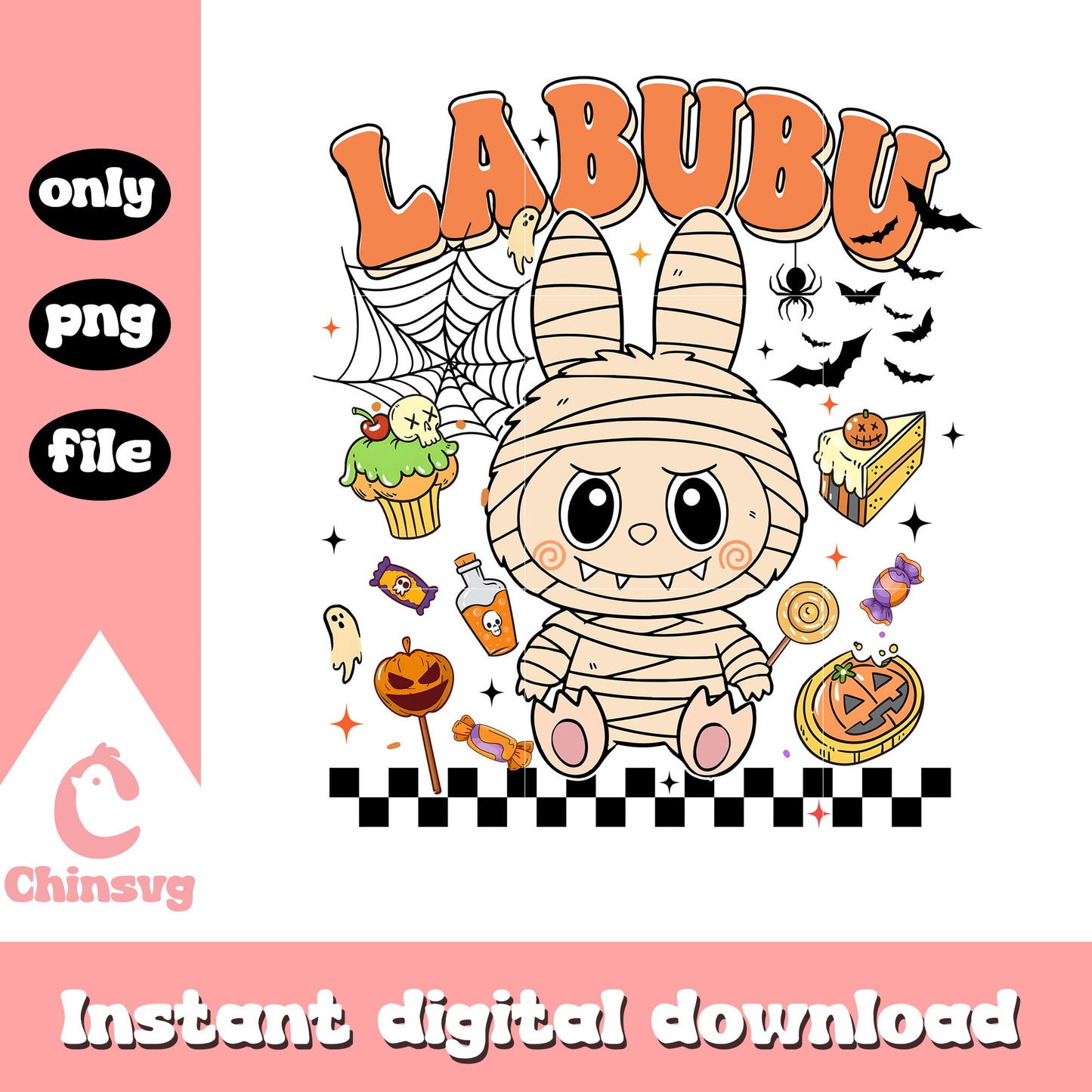 Labubu mummy clothes clipart png, halloween mummy png, labubu png
