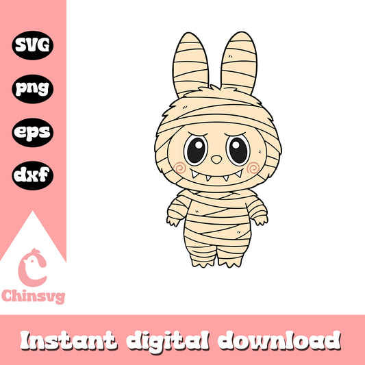 Labubu mummy clothes design svg, halloween mummy svg, labubu svg