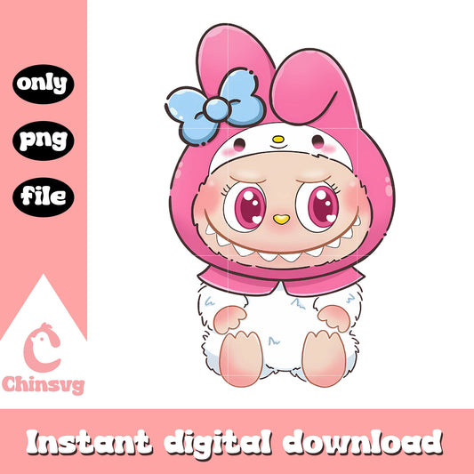 Labubu my melody costume design png, sanrio png, labubu doll png