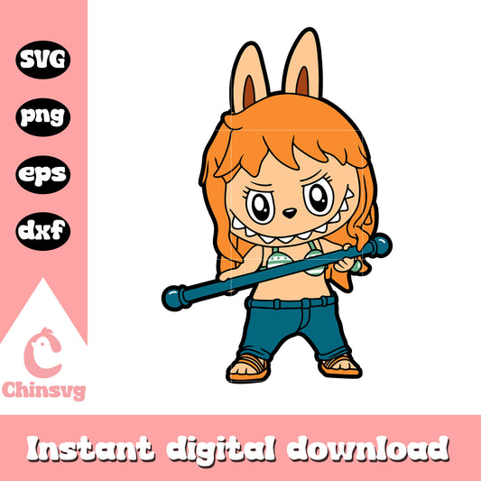 Labubu nami halloween drawing svg, nami character svg, halloween svg