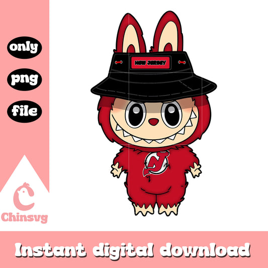 Labubu new jersey devils clothes design png, new jersey devils png