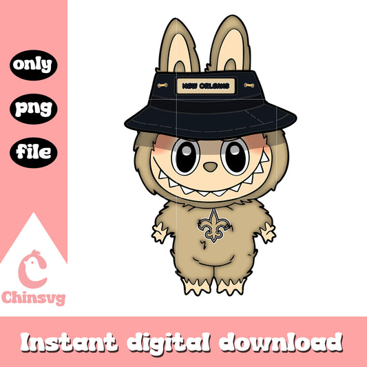 Labubu new orleans saints clothes design png, new orleans saints png