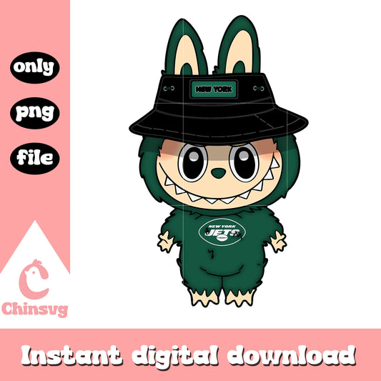 Labubu new york jets clothes design png, new york jets png