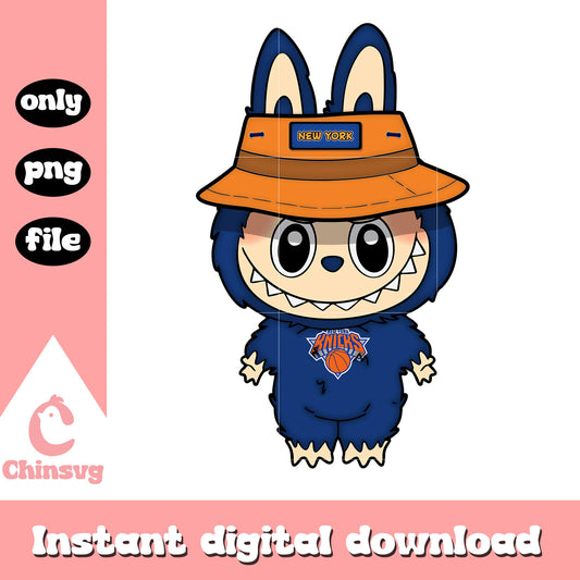 Labubu new york knicks clothes design png, new york knicks png