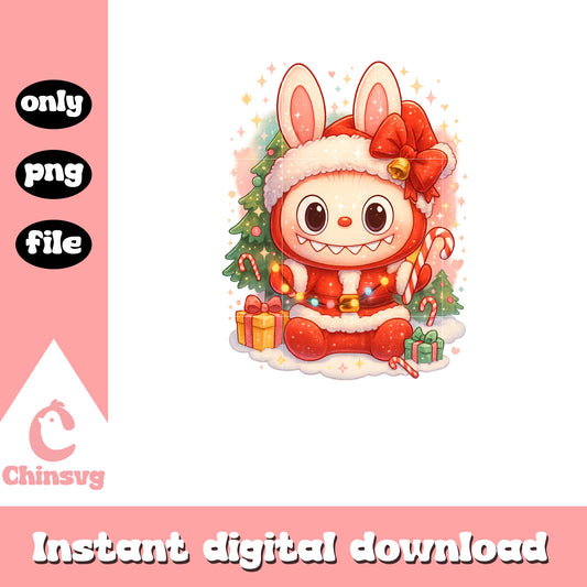 Labubu on christmas day png, labubu near me png